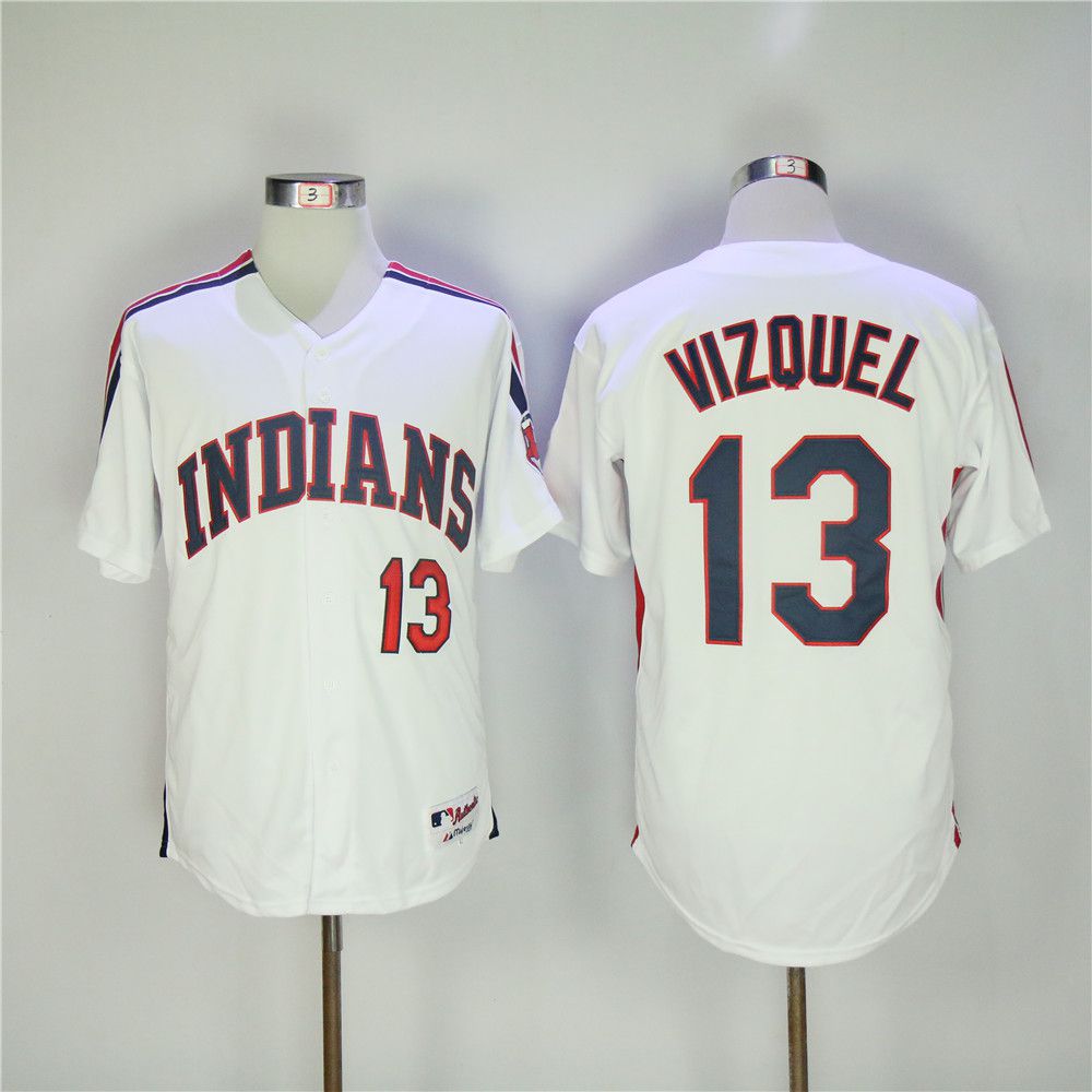 Men Cleveland Indians #13 Vizquel White MLB Jerseys->cleveland indians->MLB Jersey